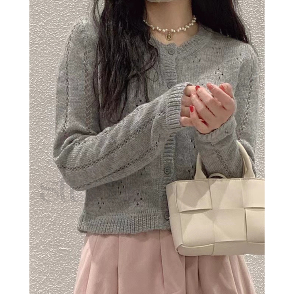 STUDE I AURORA OUTER - Cardigan jaring rajut bahan adem - wanita kancing panjang