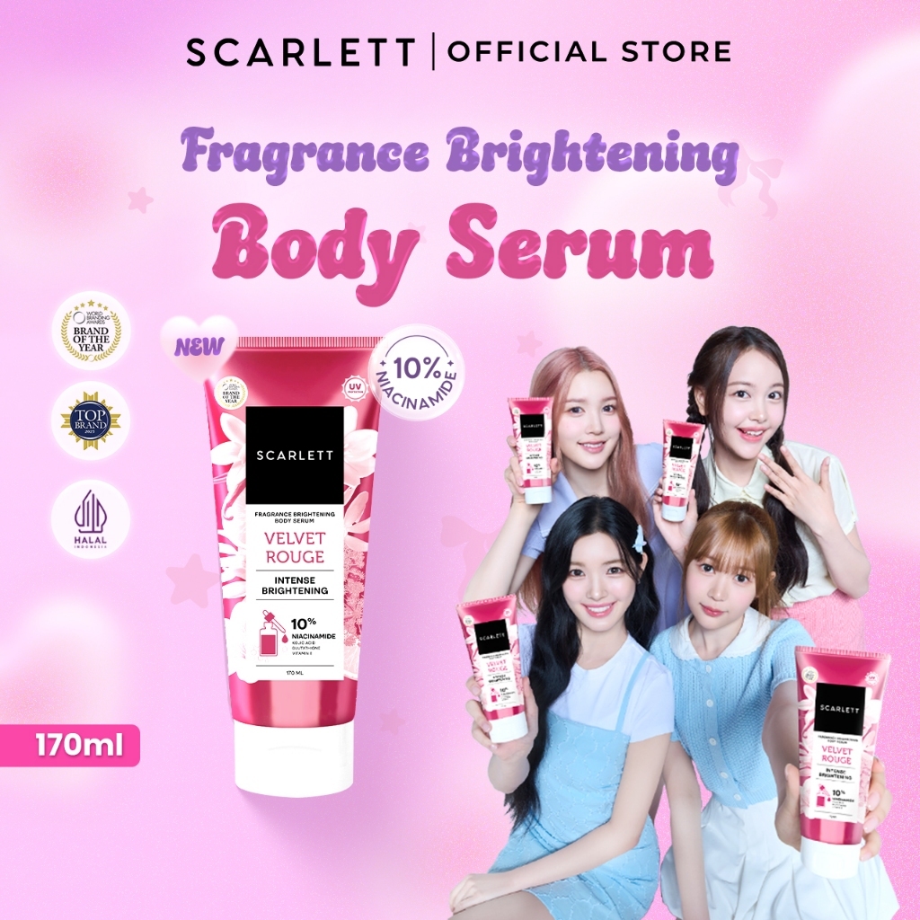 SCARLETT 10% NIACINAMIDE Fragrance Brightening Body Serum 170ml - Velvet Rouge & Purple Kiss | Inten