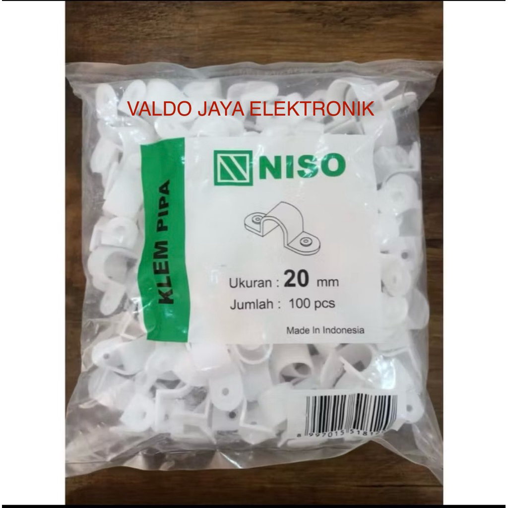 Clem Pipa Conduit NISO 20mm Klem Pipa Listrik Niso Clem konduit isi 100 PC