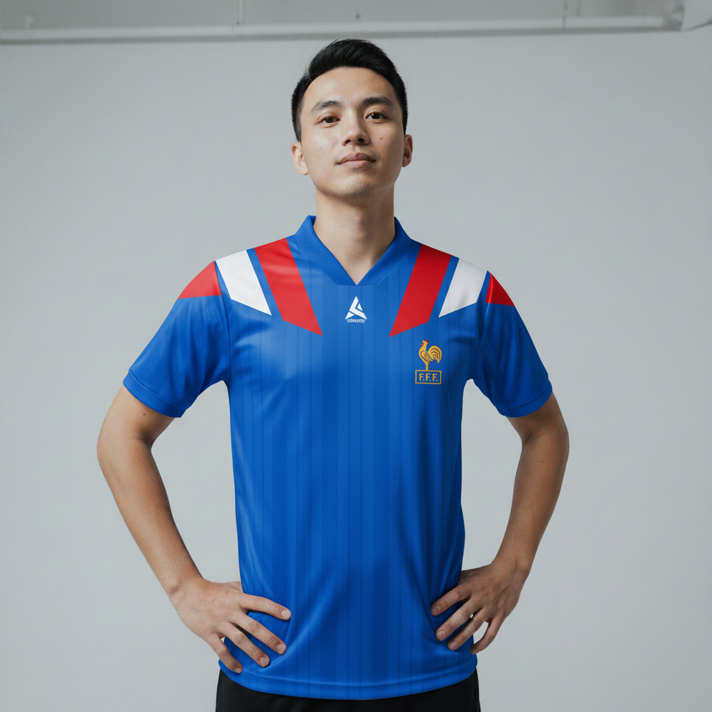 ATHLETIC SPORTWEAR - Jersey Bola Fantasy France Home 1992-1994 Fullprinting Casual - Atasan