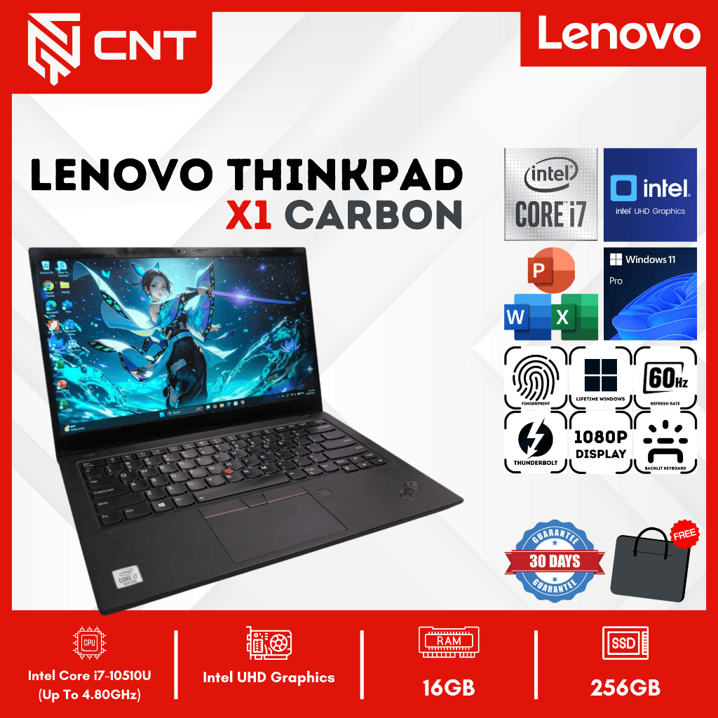 Lenovo ThinkPad X1 Carbon G8 Core i7-10TH (16/256GB) Laptop Ultrabook Slim