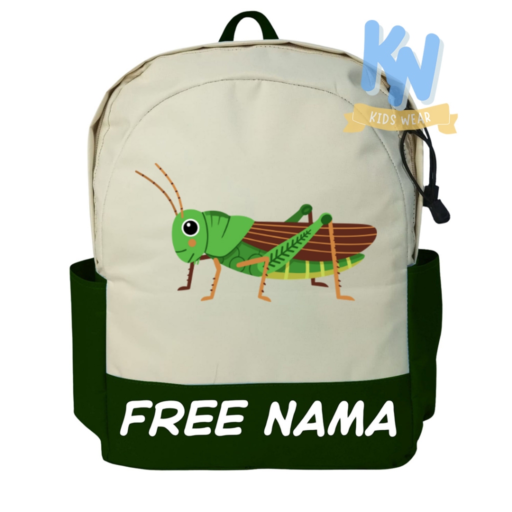 TAS RANSEL SEKOLAH GAMBAR HEWAN BELALALANG ANAK TK SD PAUD FREE NAMA