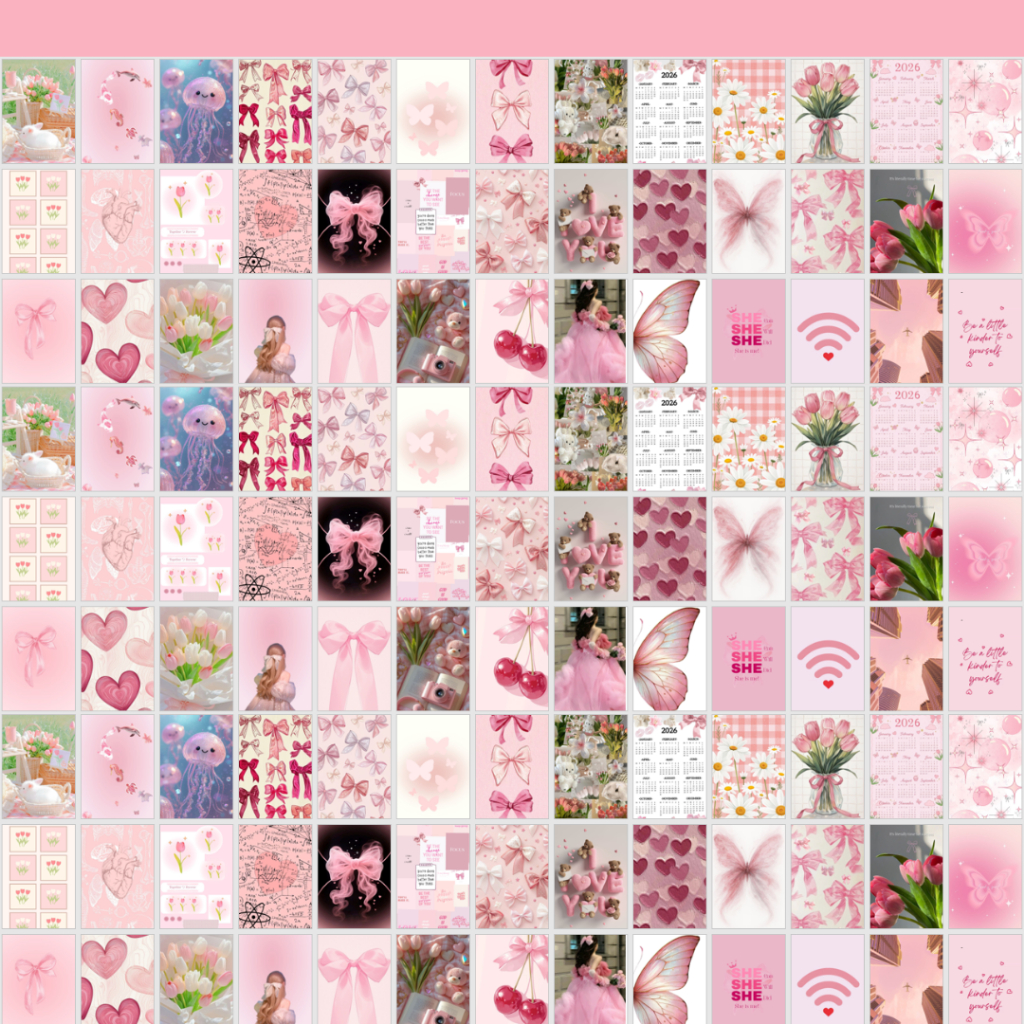 (40 Pcs) STIKER PINK Aesthetic POSTER Dinding Hiasan Dinding-STIKER PINK Aesthetic_Foto Aesthetic Si