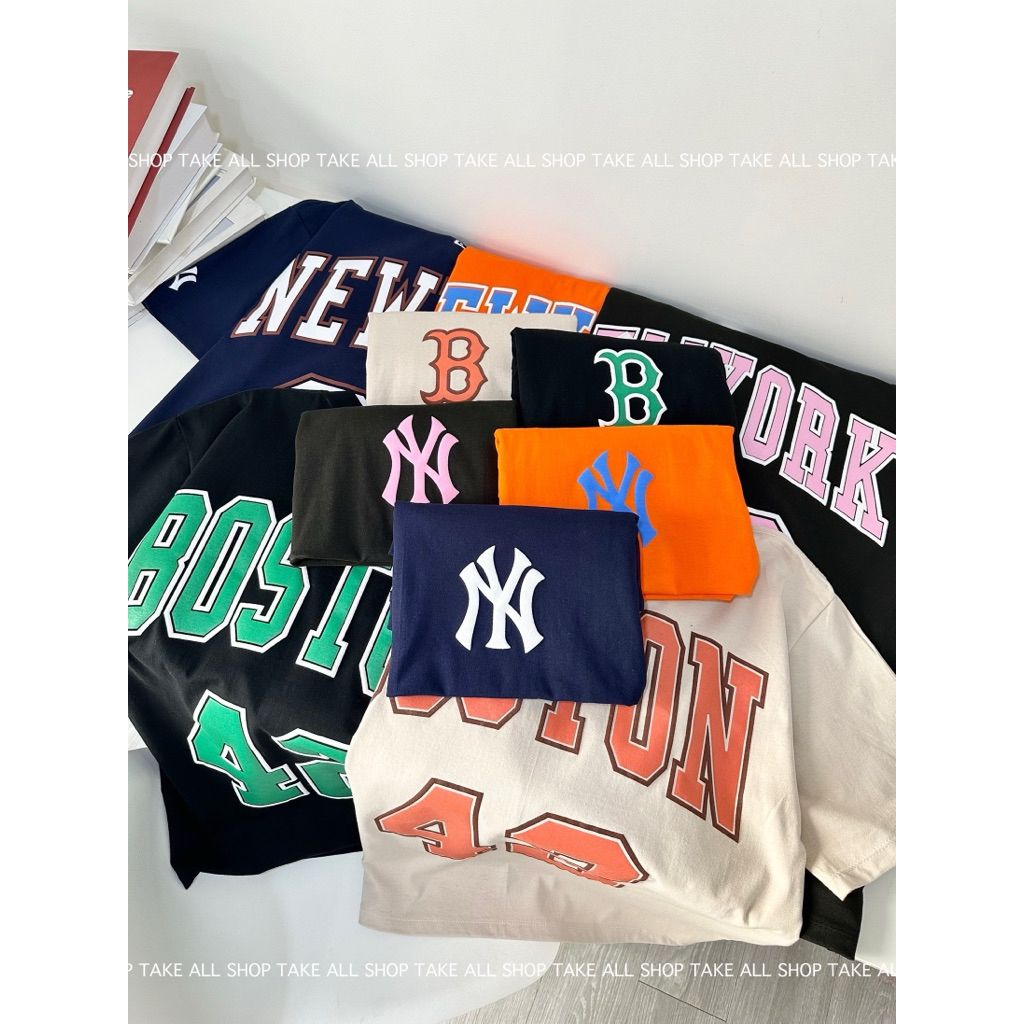KAOS MLB NEWYORK BOSTON UNISEX OVERSIZE WANITA PRIA STREETWEAR