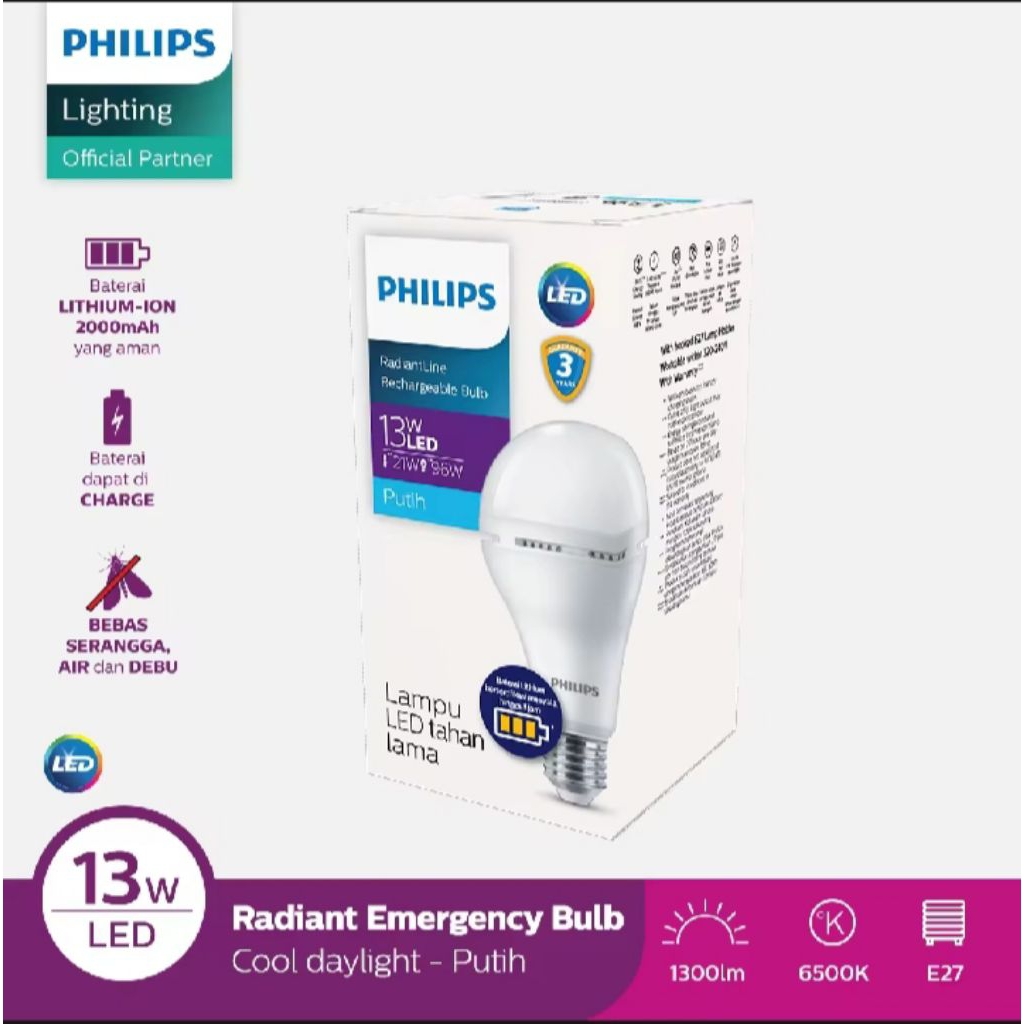LAMPU MURAH Lampu Emergency Philips 13 watt.