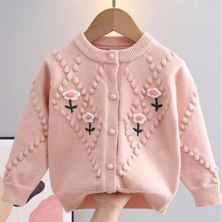Kardigan Anak Perempuan Tebal  / Sweater Outer Anak Cewek Halus Lembut / Baju Rajut Anak Perempuan M