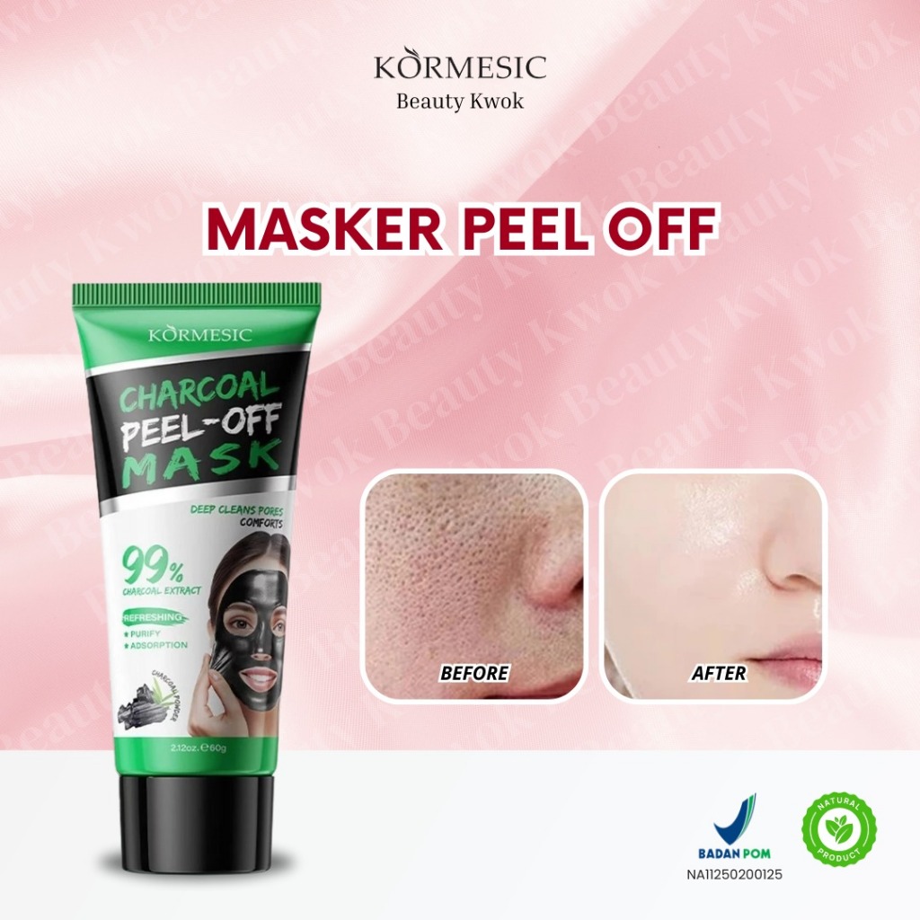 [BPOM] KORMESIC Charcoal Peel-Off Mask 60g Masker Komedo, Minyak & Jerawat Masker Wajah Detox & Pemb