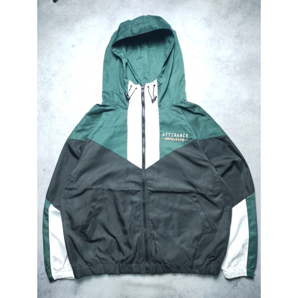 Fiapoper Vintage Color block 3 tones Windbreaker Jacket