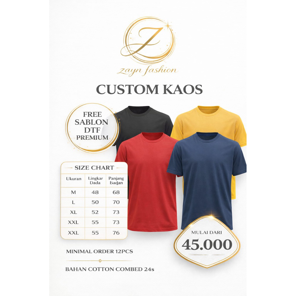 custom kaos cotton combed 24s