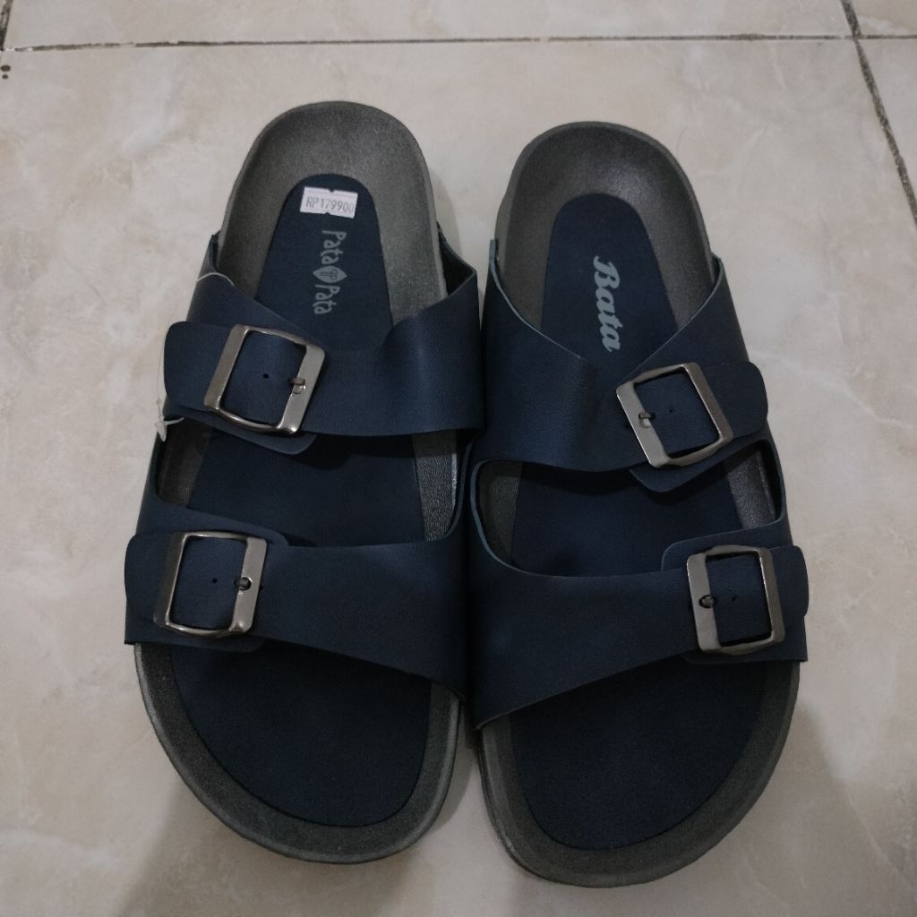 SANDAL SLOP PRIA NAVY BY BATA PATA PATA ORI 100%