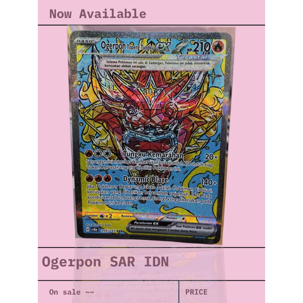 Kartu pokemon super art rare "SAR" ogerpon topeng tungku