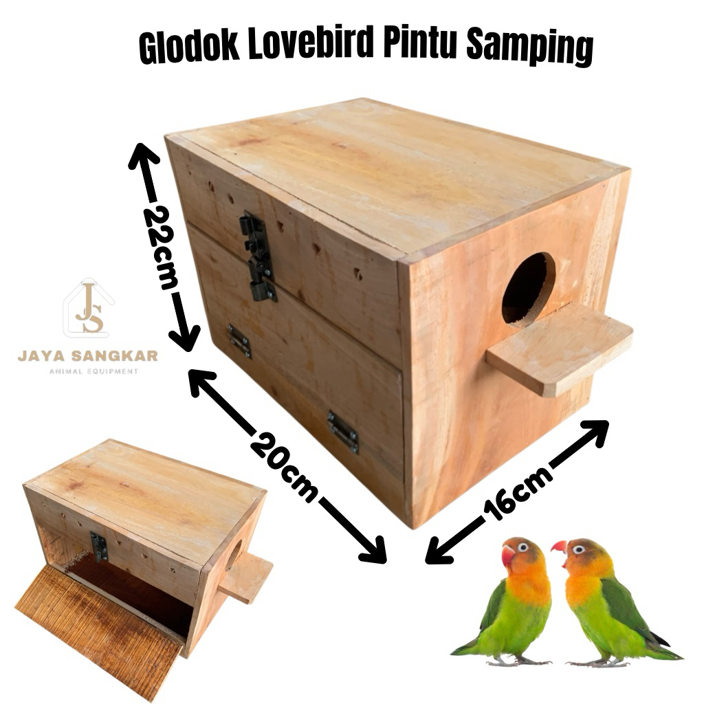 GLODOK BURUNG LOVEBIRD PARKIT PINTU SAMPING KAYU SONOKELING