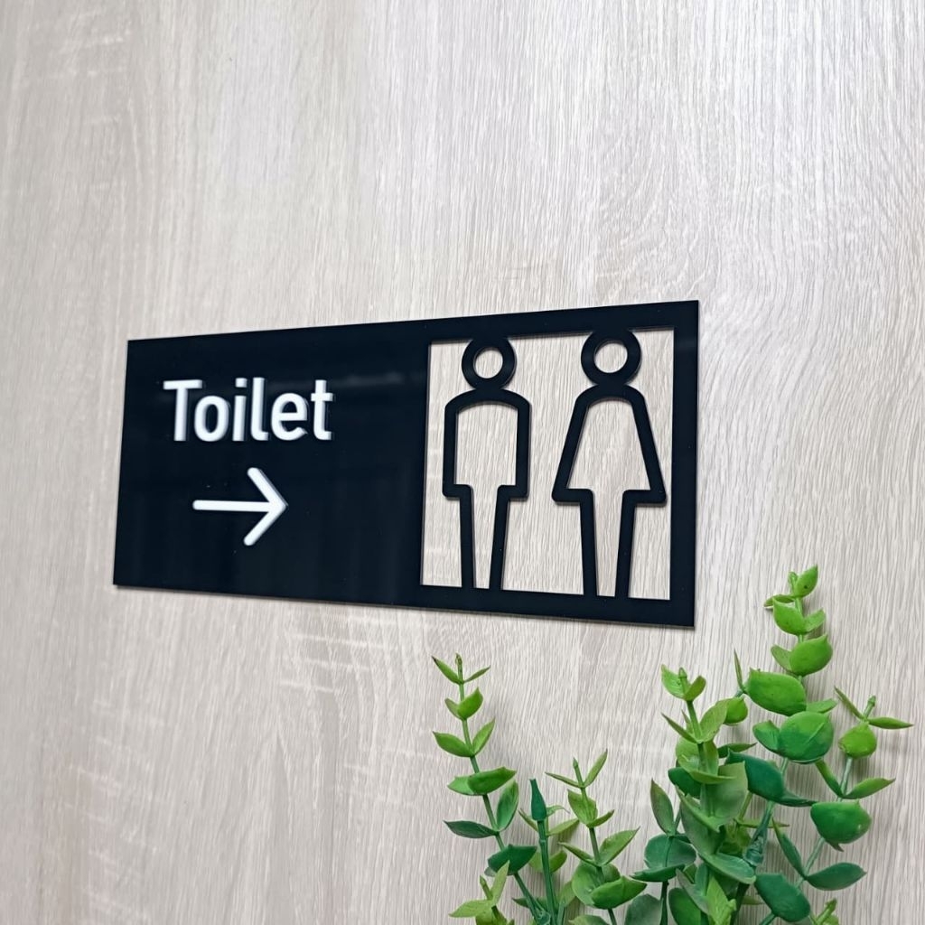Sign Penanda Toilet Petunjuk Arah Toilet Akrilik Penanda Arah WC