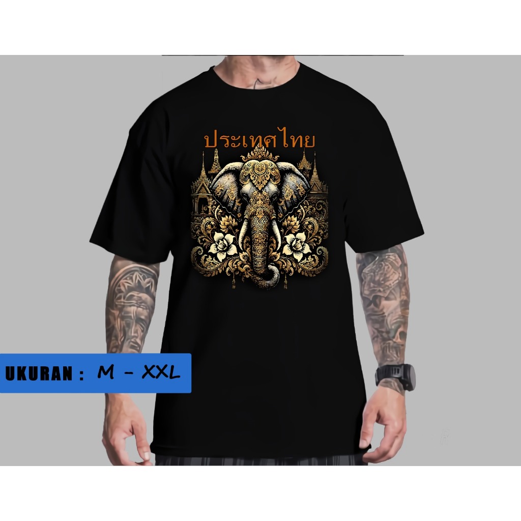 Nicolette - Kaos Baju Dewasa Oversize Pria Wanita Motif Gajah Thailand Kaos Baju Oleh Oleh Thailand