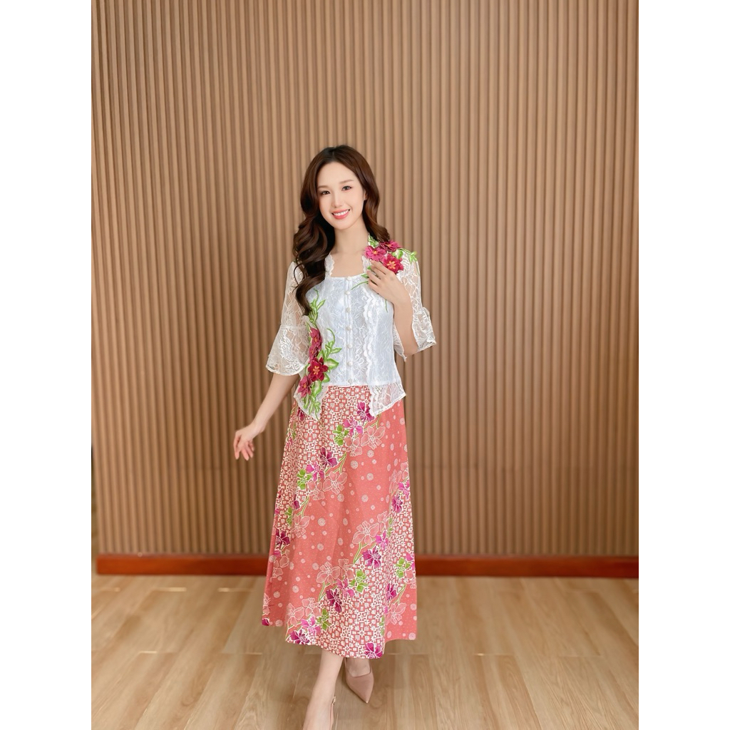 Hanzi Set Flower Batik Premium Couple Kemeja Batik Premium Wisuda Cheongsam Qibao