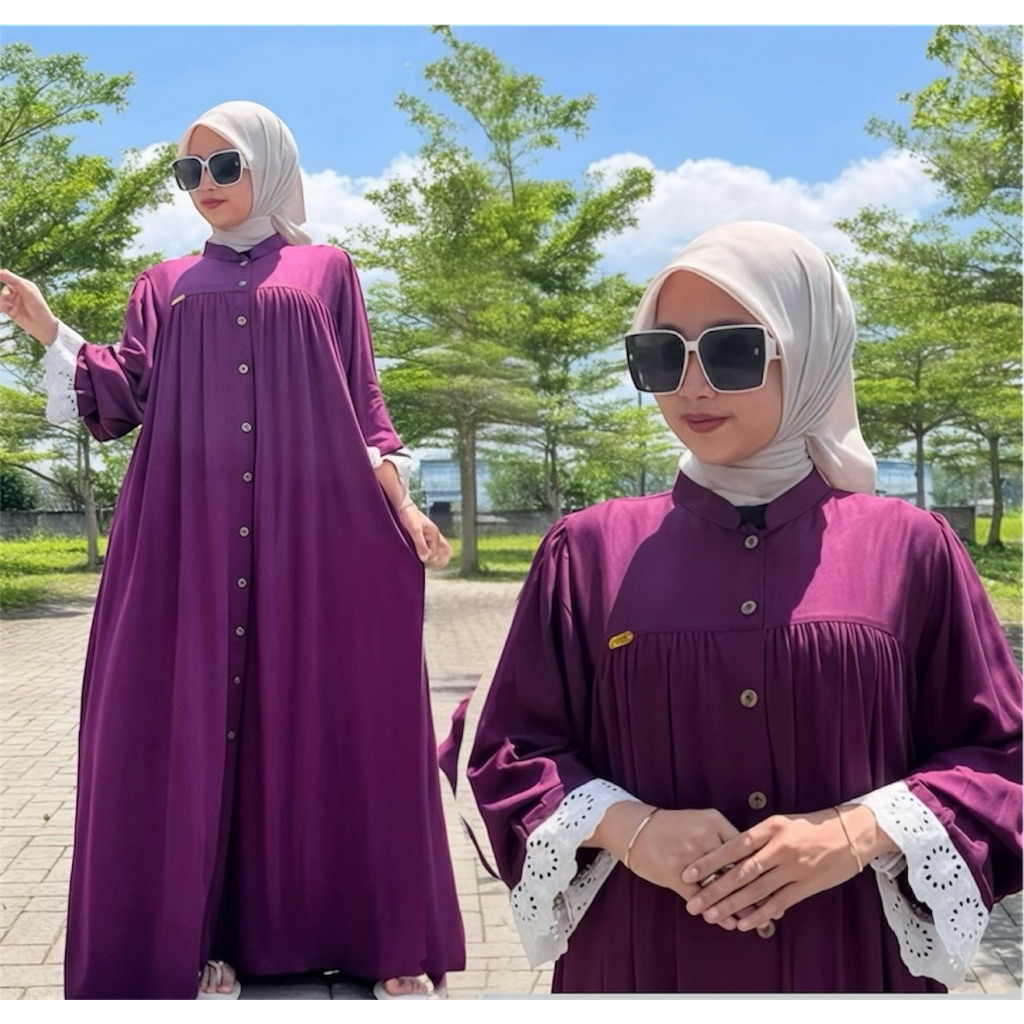 GAMIS POLOS KEJORA RAYON TWILL GAMIS LEBARAN  KEKINIAN TERBARU LENGAN KATBOR BALON ELEGAN WANITA