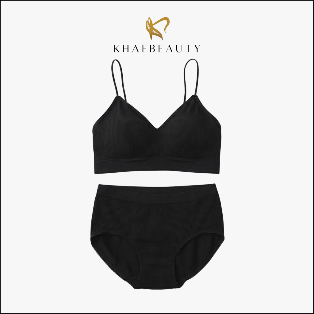 KHAEBEAUTY Bra Set BH+CD Wanita 1 Set Pakaian Dalam BH Busa Celana Dalam Polos BR076