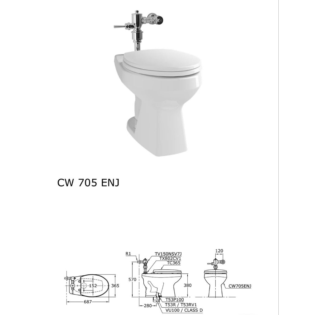 Kloset Closet TOTO CW 705 ENJ single bowl toilet
