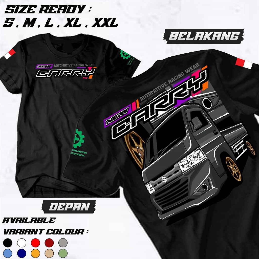 ahzashop - Kaos Mobil Suzuki New Carry Pickup Modifikasi Tshirt Truck Diesel Sablon Lengan Bendera D