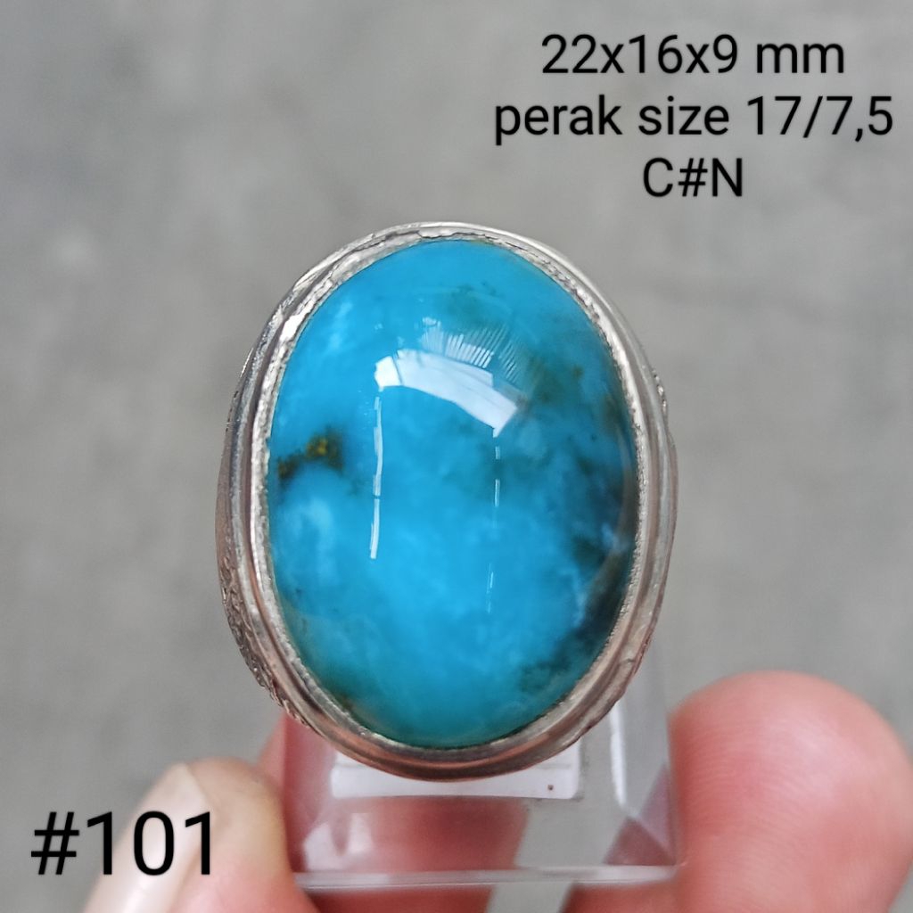 cincin perak, batu natural bacan Doko #101