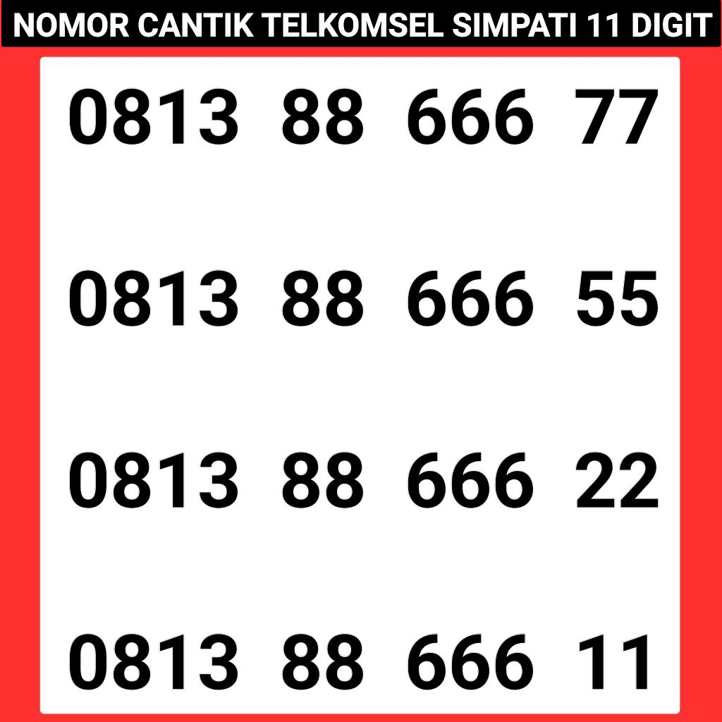 Kartu Perdana Telkomsel Simpati 11 Digit Nomor Cantik Telkomsel Simpati 11 Digit
