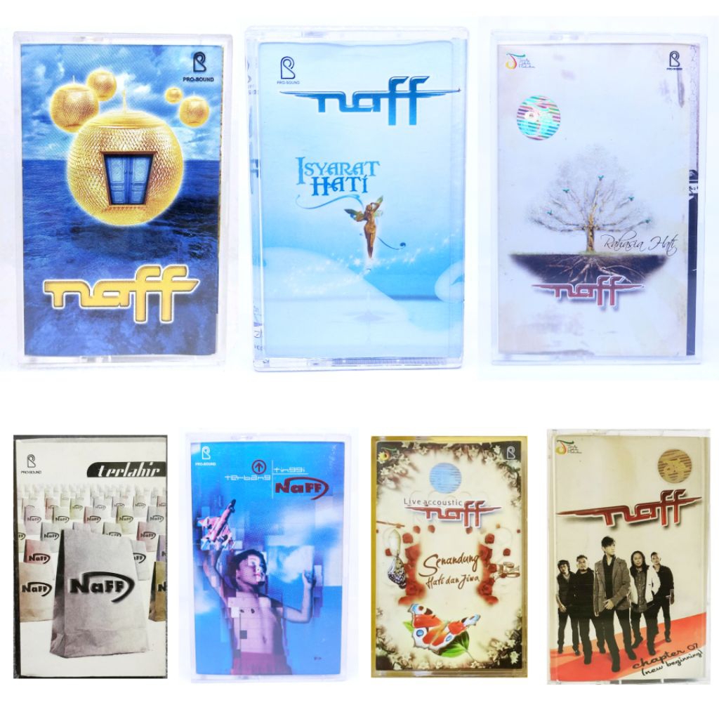 Kaset pita NAFF - isyarat hati - self titled - rahasia hati - terlahir - terbang tinggi - senandung 