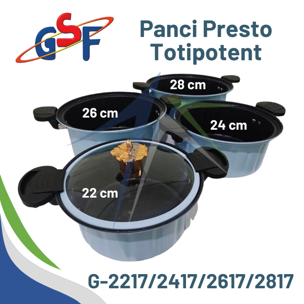 Panci Presto 3 Liter 4 Liter 5 Liter 6 Liter GSF Elegan Tutup Kaca Totipotent G-2217 2417 2617 2817