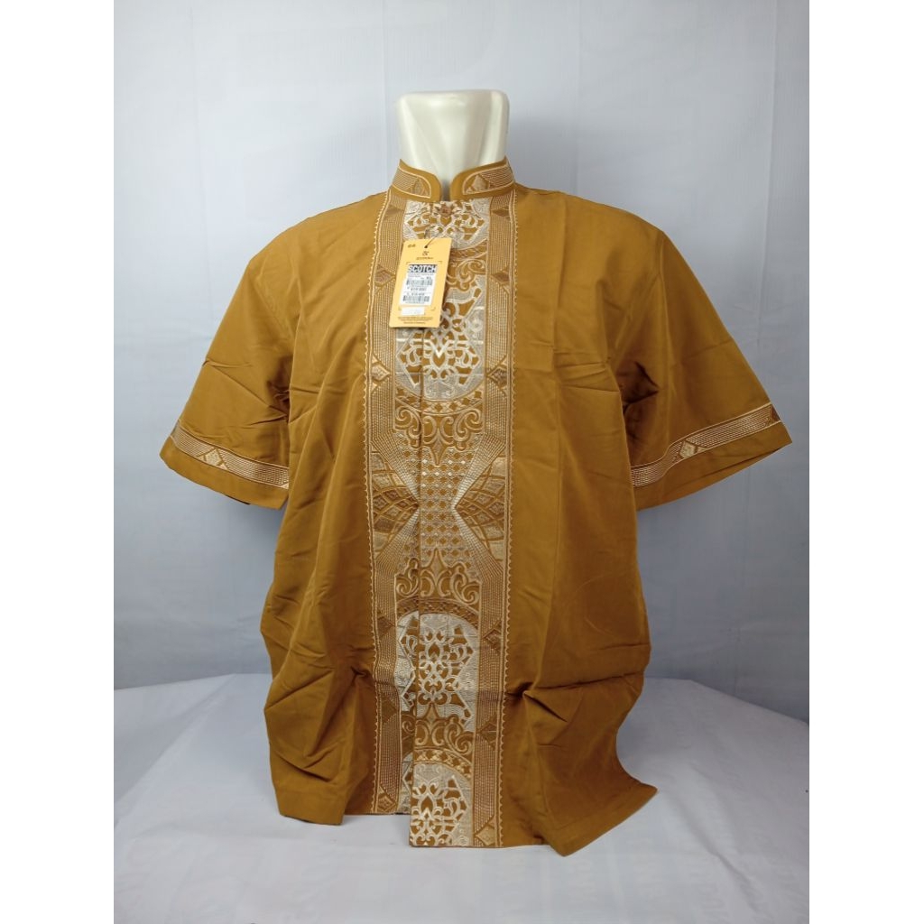 Baju Muslim Koko Bordir SCOTCH&CO Pria Dewasa Lengan Pendek/Atasan Kemeja Koko