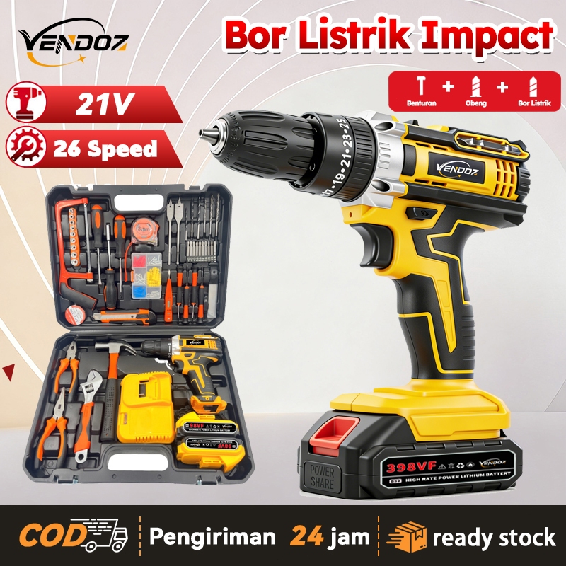 NEW Mesin Bor Baterai Bor Impact Set Cordless Baterai Multifungsi Brushless Bor Beton Kotak