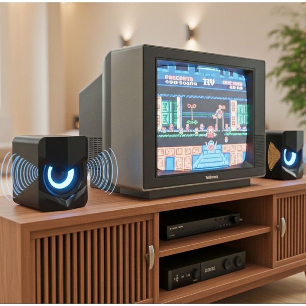 Speaker TV Eksternal Superbass - Speaker Aktif RCA TV Tabung dan TV LED dan STB - Audio Booster Jern