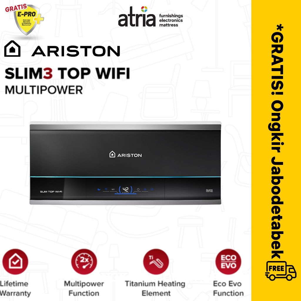 Ariston Water Heater Slim3 30 Liter Top Wifi