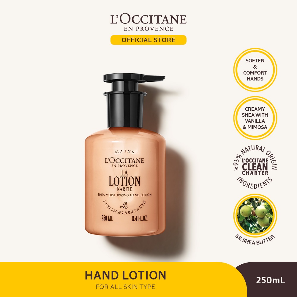 L'Occitane La Lotion Karité Shea Moisturizing Hand Lotion 250ml - Pelembab Tubuh Ringan Tidak Lengke