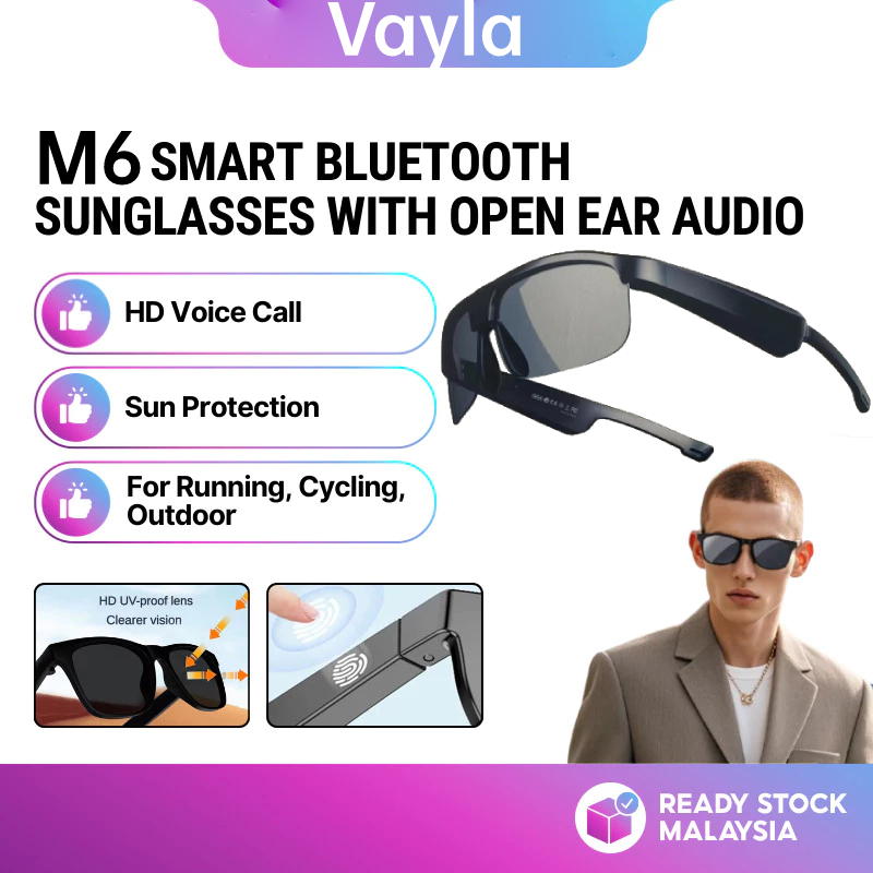 Smart Glasses Wireless Bluetooth V5.4 Sunglasses Sport IPX4 Wateroof Outdoor Kacamata Anti-Blue