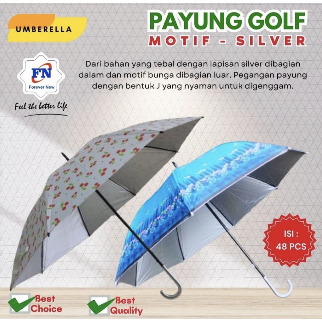 PAYUNG GOLF MOTIF SILVER/PAYUNG JUMBO/PAYUNG BESAR