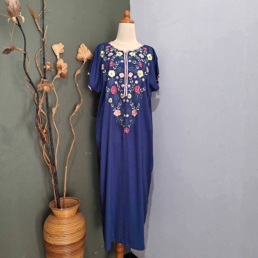 Daster Bordir Motif Daisy Rayon Adem Baju Rumah Busui Friendly