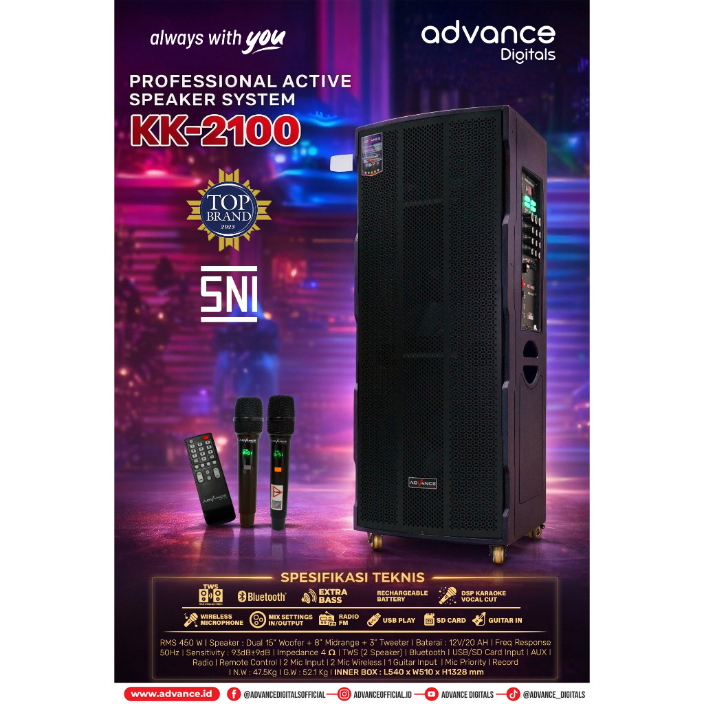 PROFESSIONAL ACTIVE SPEAKER SYSTEM / SPEAKER KK-2100 ADVANCE BLUETOOTH
