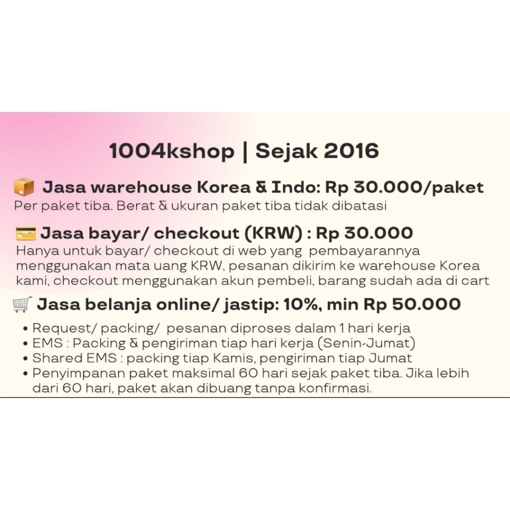 Warehouse Korea direct EMS FedEx sharing EMS alamat wh kr jasa checkout Korea jasa beli