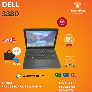 Laptop Second Termurah Seri  Dell 3380 Processor I3 GEN 6 8/256