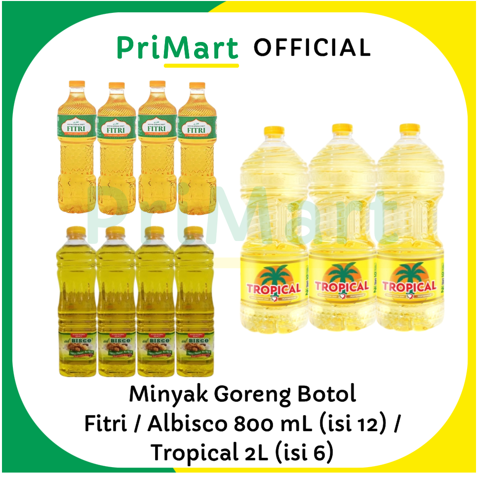 Minyak Goreng Fitri 800ML isi 12 & Tropical 2L isi 6 botol – Karton/Dus Krat