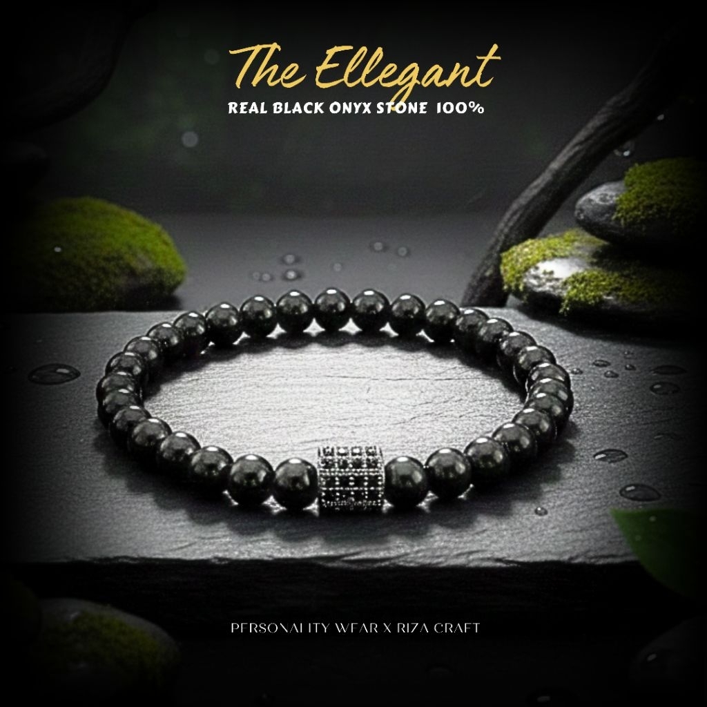 Gelang Batu Alam Alam Kristal Black Onyx Hitam Keren Tasbih 33 Butir