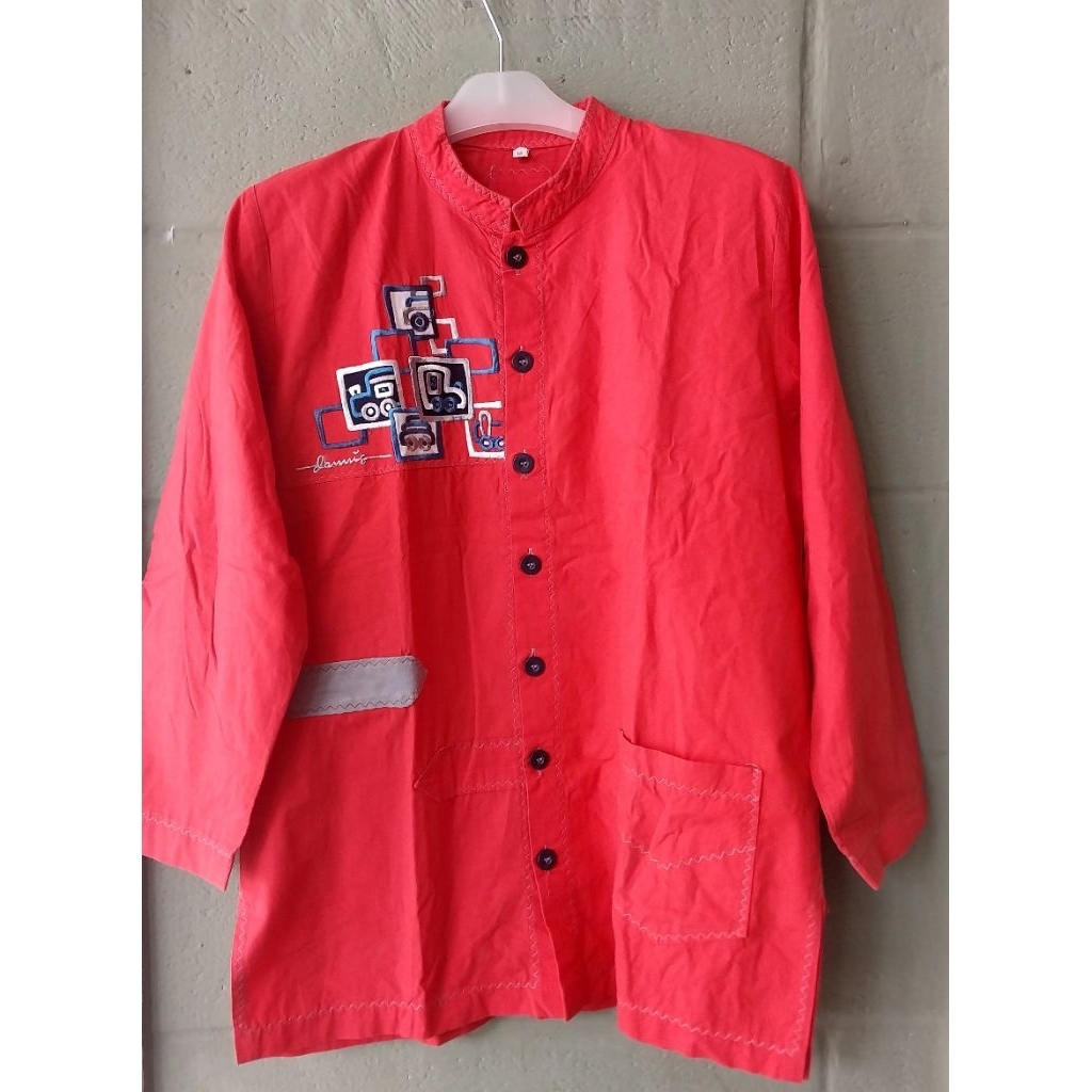 kemeja koko lengan panjang anak dannis merah preloved