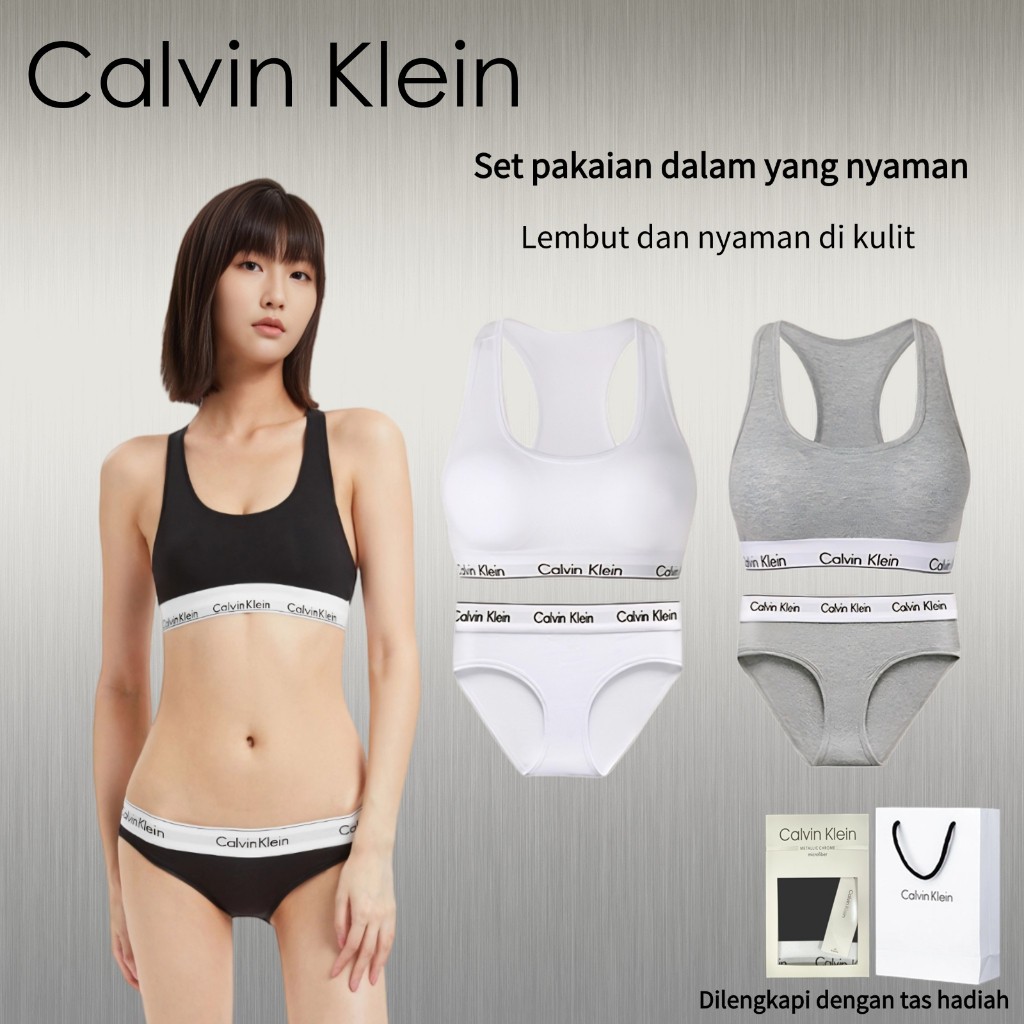 Asli Calvin Klein Modern Cotton Bra Set - Bra Wanita Katun Murni Tanpa Kawat - Tank Top Olahraga