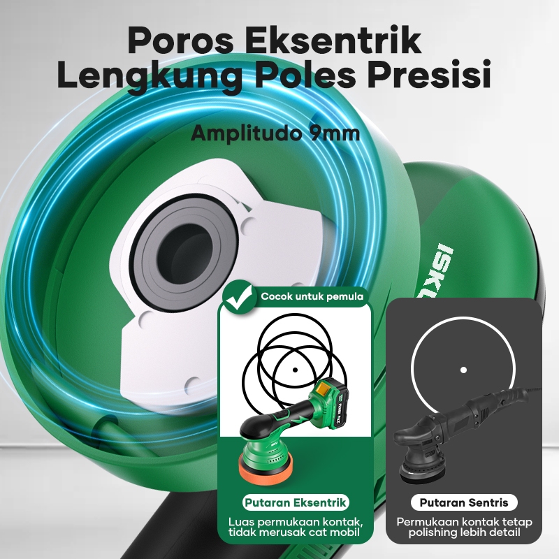Isku 21V Mesin Poles Cordless Polisher/Portabel Brushless Mesin Pemoles Mobil Polisher/Alat Poles