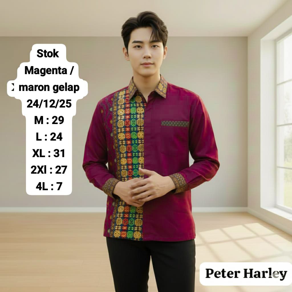 Miss Nauli | Kemeja Batik Batak Pria Lengan Panjang | Batik Pria  Motif  Ulos Sadum