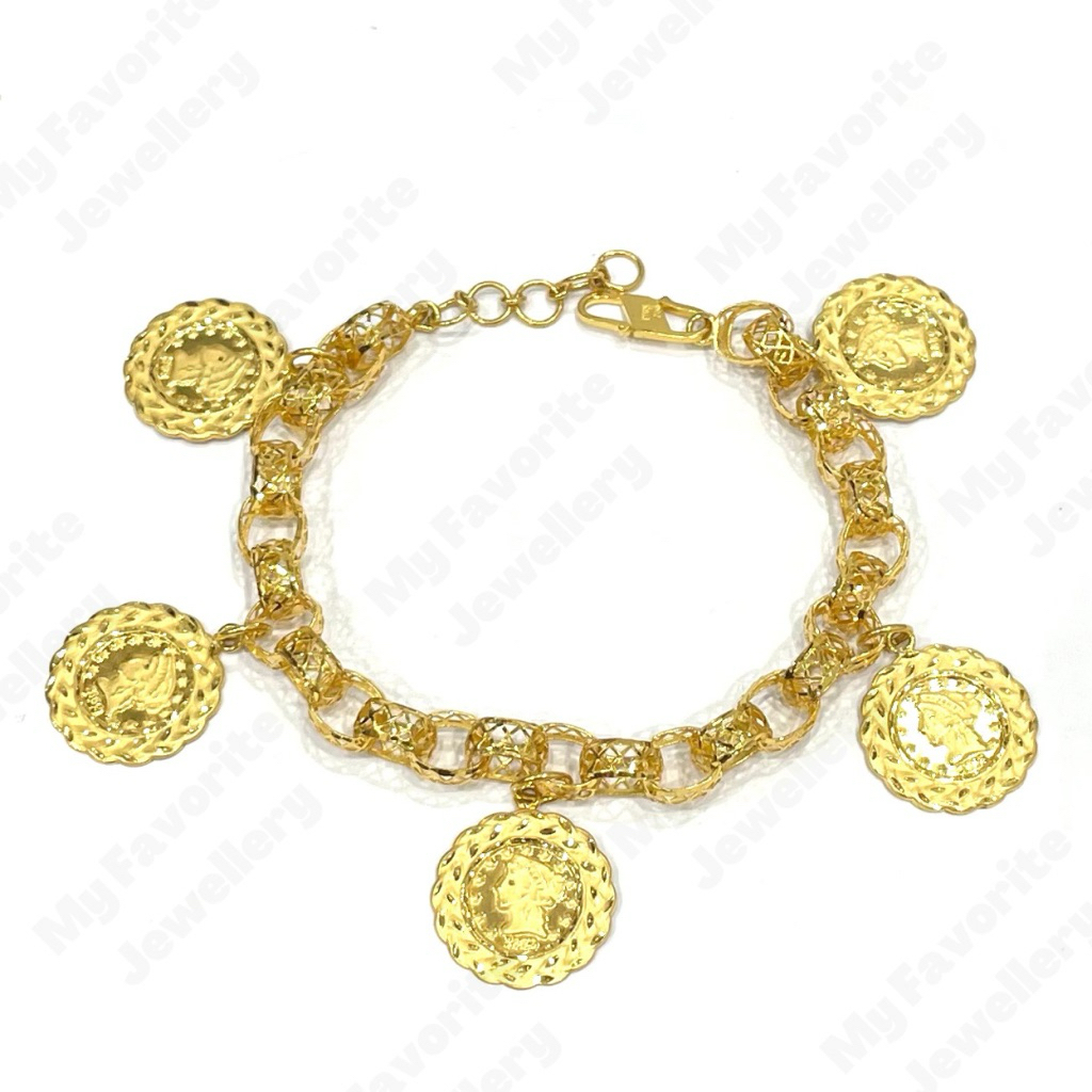 Gelang Rantai Kerawang Koin Emas Asli Kadar 700 16K