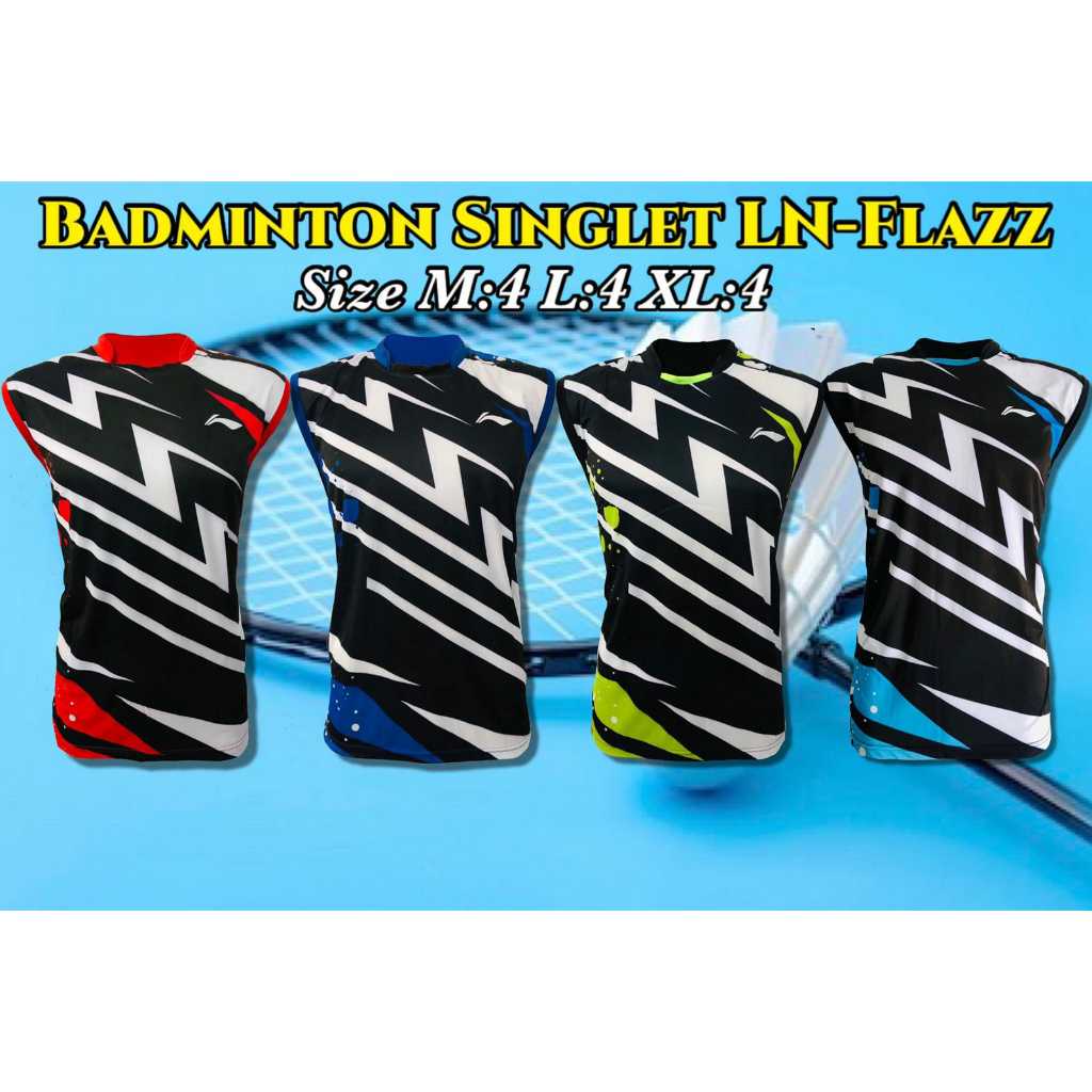 [12 PCS] KAOS BADMINTON SINGLET LN FLAZZ LUSINAN / SINGLET BULUTANGKIS / BAJU BULUTANGKIS PRINTING P