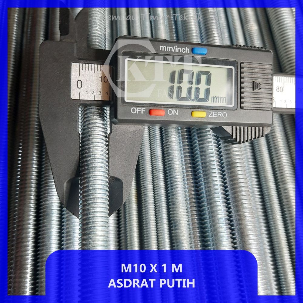 As Drat M10 x 1 Meter Putih / Long Drat M10 / Batang Ulir Full Drat