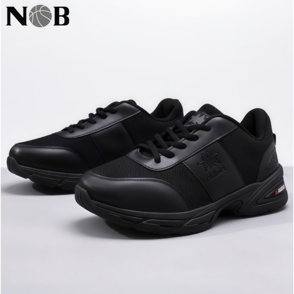 NOB Sneakers Sepatu Hitam Aerostreet | Sepatu Running Pria & Sekolah Anak Laki-Laki | Anti Slip Nyam