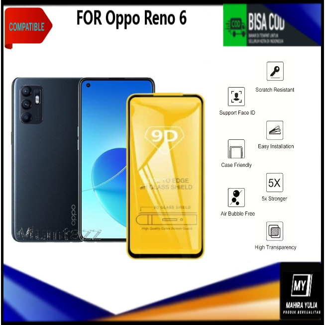 Promo Tempered Glass Warna Hp Oppo Reno 6 Anti Gores Kaca Full Layar Full Glue Skin Protector Pelind