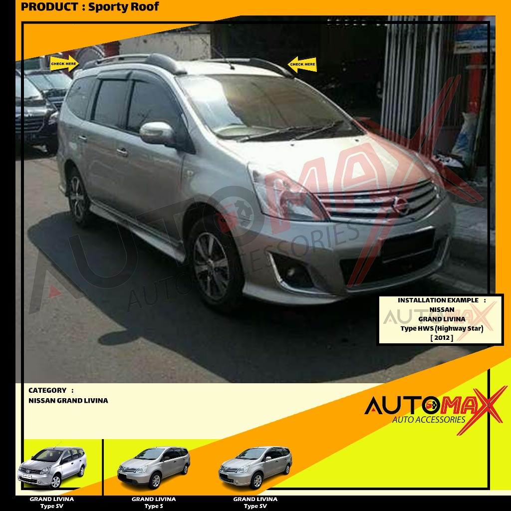 SPORTY ROOF / ROOF RAIL SPORTY DAITONY NEW GRAND LIVINA 2011 UP